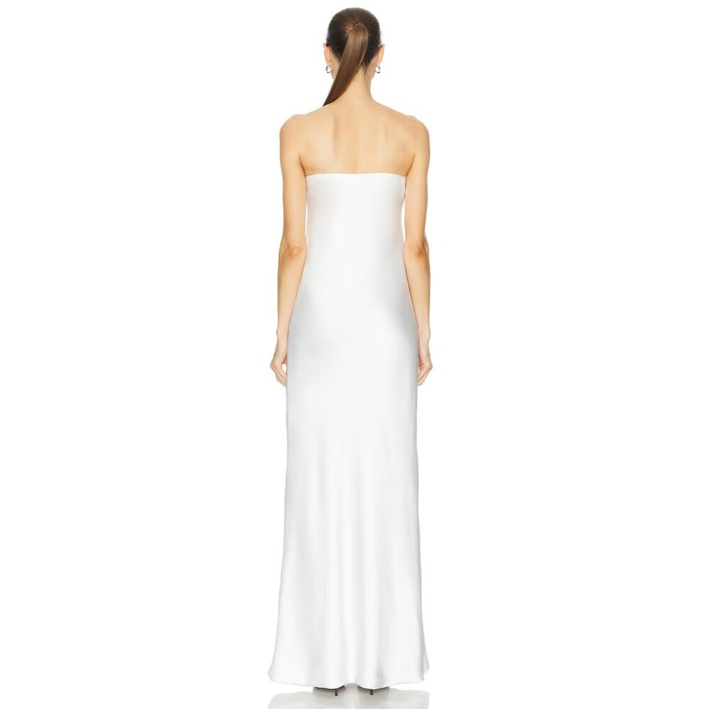 Norma Kamali Bias Strapless Gown Snow White Long Dress View 3